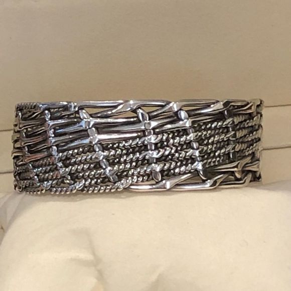 Barse Sterling Silver Scroll Cuff & Vintage Sterling Silver Modern Style Cuff - Picture 3 of 16